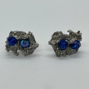 Vintage Silvertone blue cufflinks