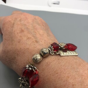 Vintage Silvertone and red bracelet image 2