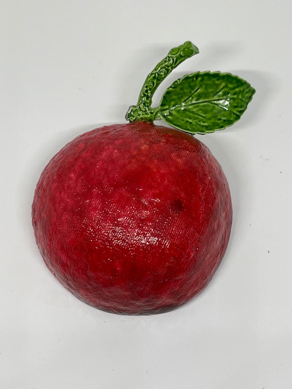 Vintage red large apple brooch - image 1