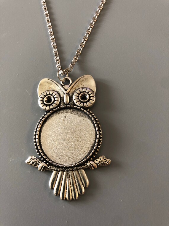 Cute Silvertone Owl Necklace - image 2