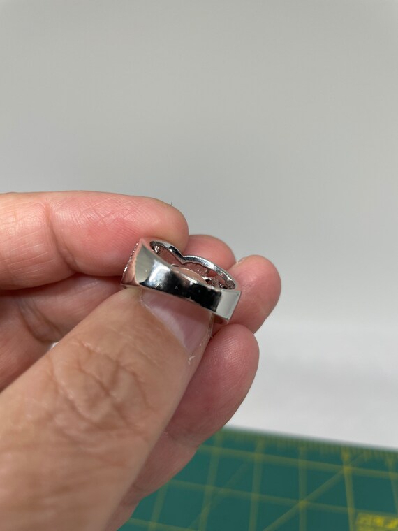 Gorgeous rhinestone Silvertone ring see desc - image 5