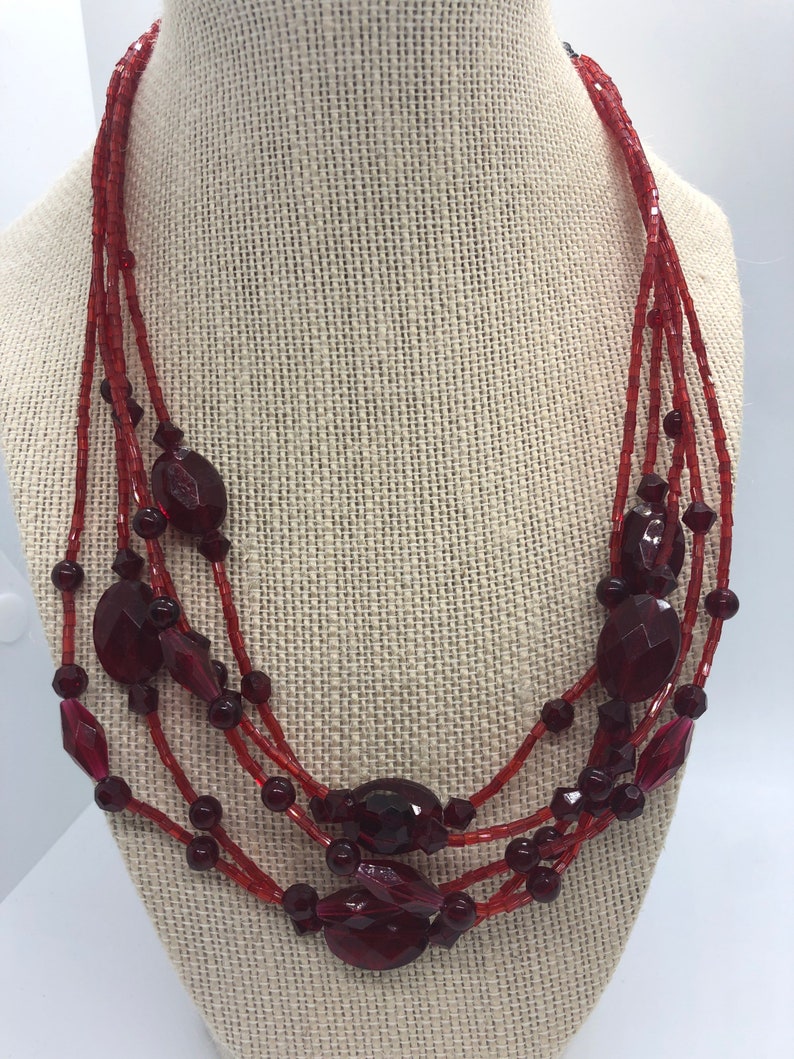 Vintage red beaded necklace