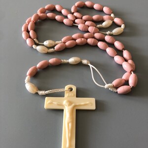 Beige and PInk Cross Rosary