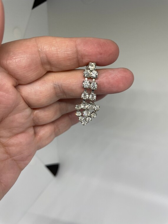 Vintage dangle  rhinestone pierced earrings - image 4