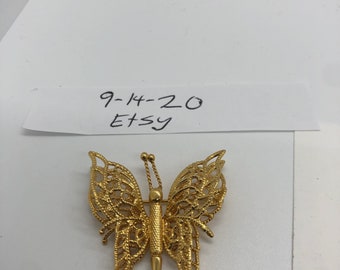 Vintage goldtone Monet butterfly brooch