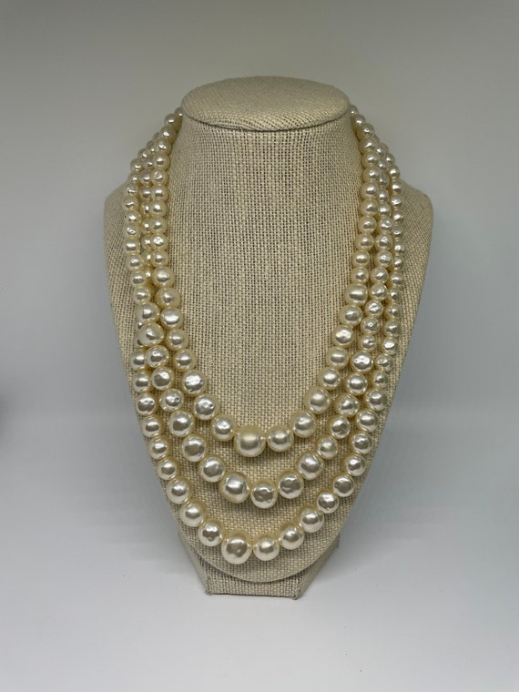 Vintage faux pearl multi layer necklace