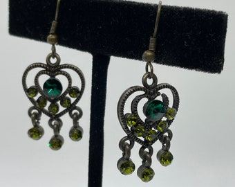 Vintage green pierced earrings