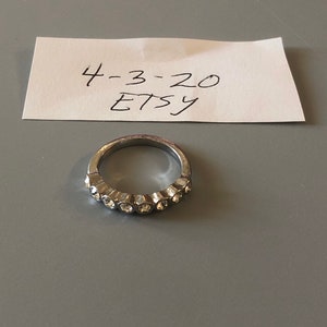 Silvertone Fashion Rhinestone Ring Size 8