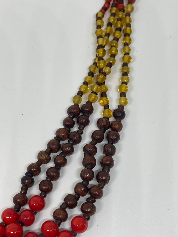 Vintage colorful multi strand beaded necklace - image 4