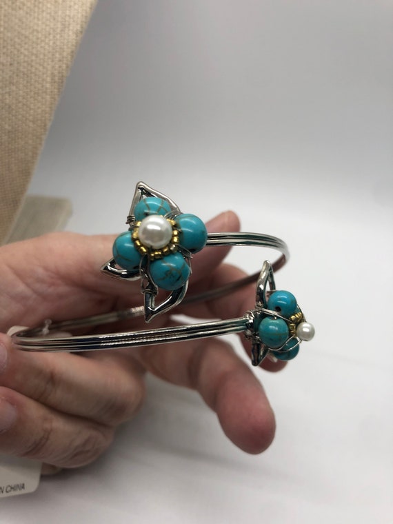 Vintage Fashion Leader Silvertone Faux Turquoise … - image 7