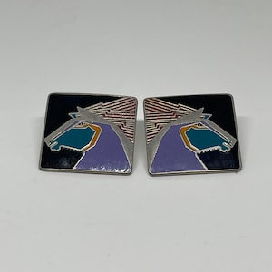 Vintage Laurel Burch Stallion Enamel pierced earrings