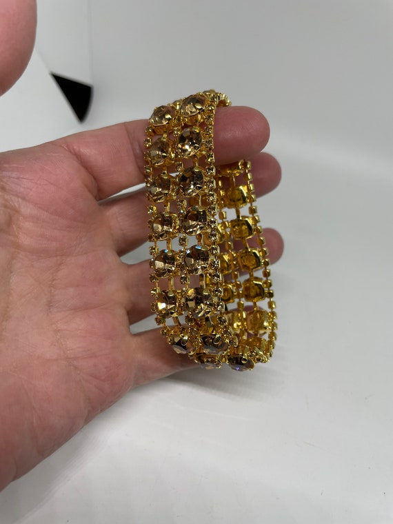 Gorgeous vintage goldtone sparkly bracelet - image 2
