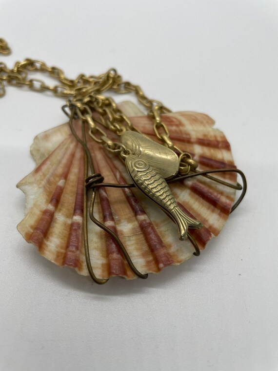 Vintage wire wrapped shell necklace - image 7