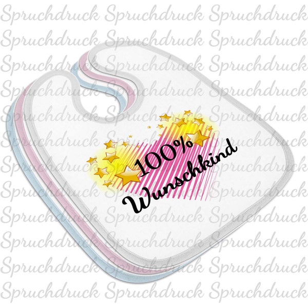 Babylätzchen 100% Wunschkind Blau Weiss Rosa Latz