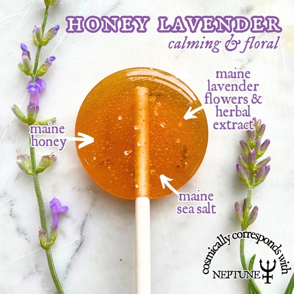 Honey Lavender Lollipops / Botanical / Artisanal / All Natural Candy Gift Box, Wedding, Party Favor, Birthday / Maine Made