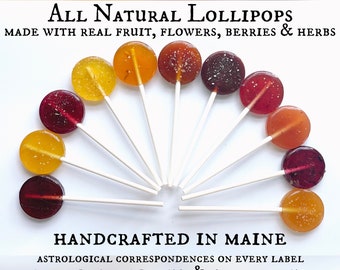 Fruit, Flower, Berry & Herb Lollipops/ /Botanical/Artisanal/Healthy Candy Gift Boxes, Weddings, Party Favors, Birthday / Maine Made