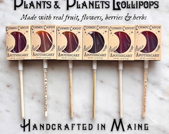 Piruletas Botánicas Celestiales: Caramelos de Hierbas, Hechos en Maine, Regalo Natural, Astroherbalismo