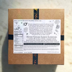 Honey Ginger Lemon Lozenges: Botanical & Traditional Healthy Candy Gift Box, Wedding, Party Favor, Birthday Made in Maine image 7