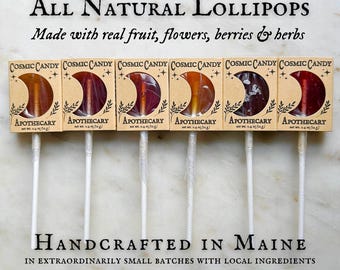 Plants & Planets Lollipops: Botanical / Artisanal / Herbal / Natural Candy Gift, Wedding, Party Favor, Birthday / Maine Made