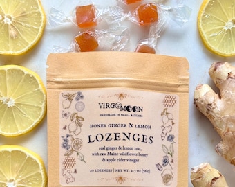 Honey Ginger Lemon Lozenges: Artisanal Wellness Candy, Maine Made