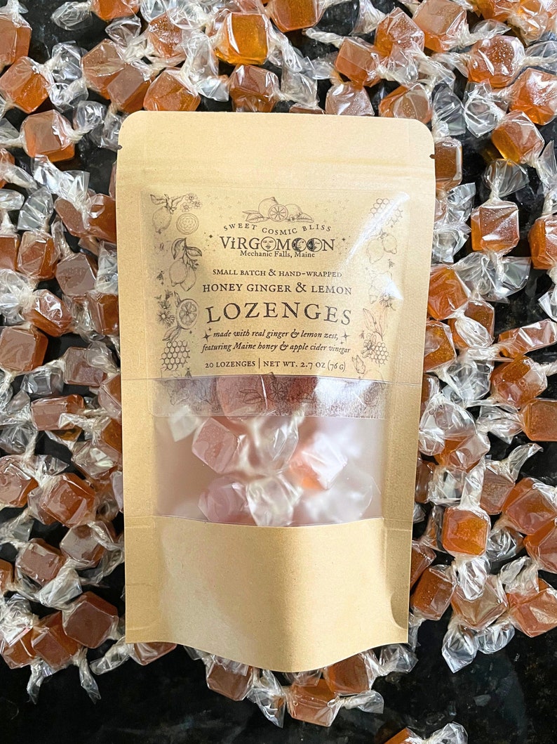 Honey Ginger Lemon Lozenges: Botanical & Traditional Healthy Candy Gift Box, Wedding, Party Favor, Birthday Made in Maine image 4