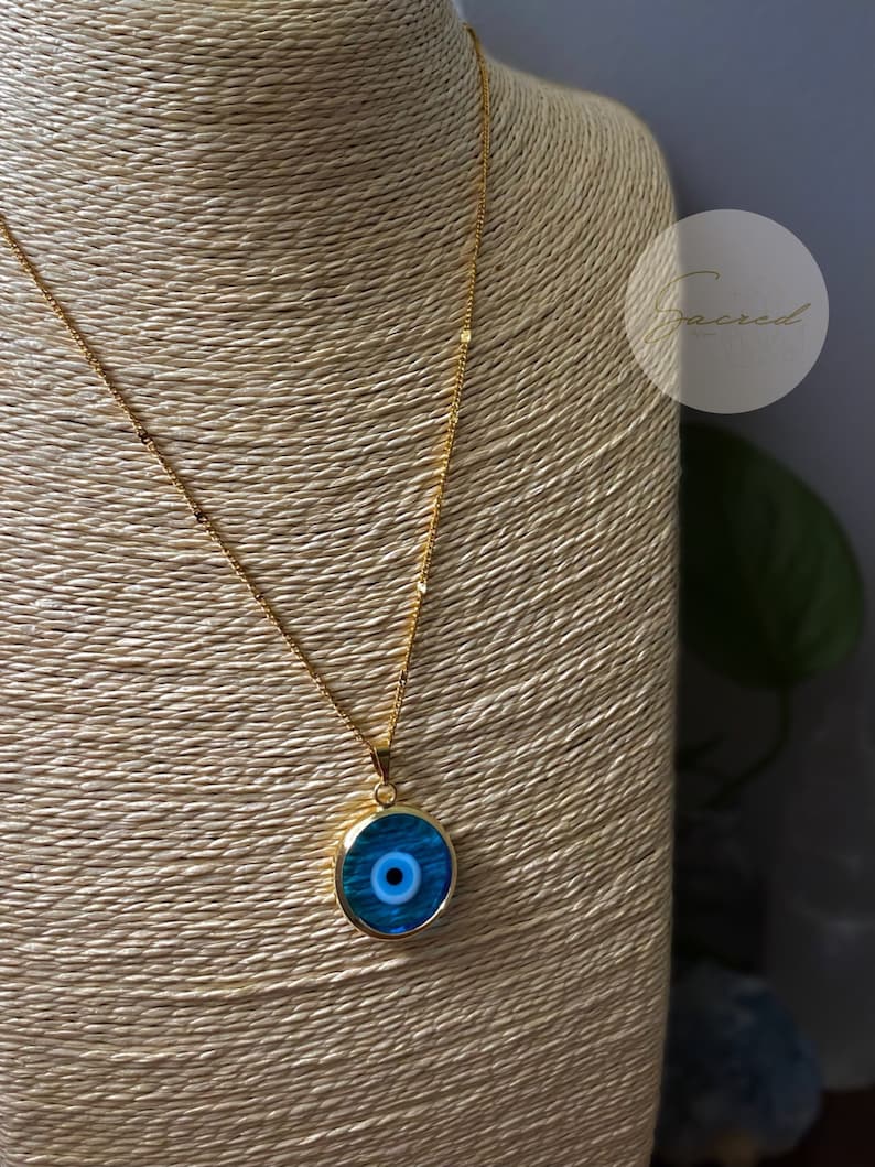 24k Gold Evil eye Murano Glass Necklace image 2