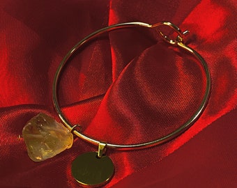 Raw Citrine Crystal Bangle (customizable) *read description*