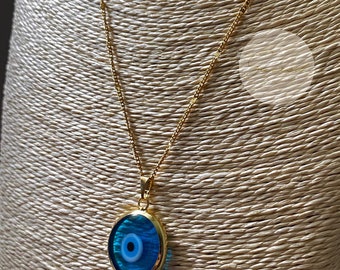 24k Gold Evil eye Murano Glass Necklace