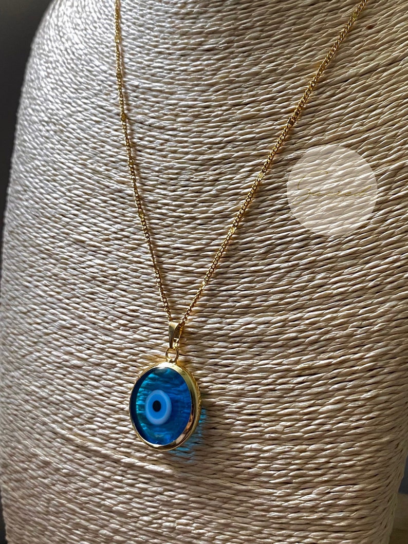 24k Gold Evil eye Murano Glass Necklace image 1