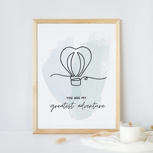 Você é minha maior aventura Arte em linha de balão de ar quente - Download instantâneo - Decoração de impressão minimalista - Arte de parede Boho