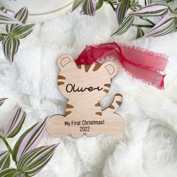 Personalized Baby's First Christmas Ornament Tiger | New Parent Gift | Christmas Ornament | Baby Shower Gift | Year of the Tiger