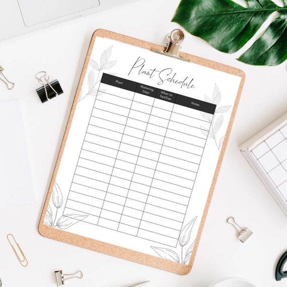 Plant Schedule Tracker - Instant Download - Simple Cheat Sheet