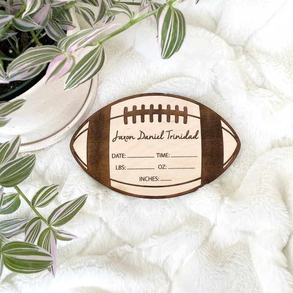 Football Baby Name Announcement Sign - Birth Reveal | Hello World Newborn Announcement Sign | Baby Shower Gift