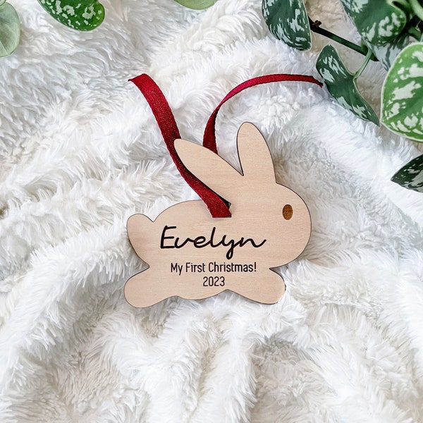 Personalized Baby's First Christmas Ornament Rabbit | New Parent Gift | Christmas Ornament | Baby Shower Gift | Year of the Rabbit