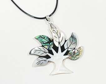 Mother of Pearl Necklace, Tree Shape Pendant, Abalone Shell Pendant, Mother of Pearl Pendant, Natural Mother of Pearl Shell Jewelry