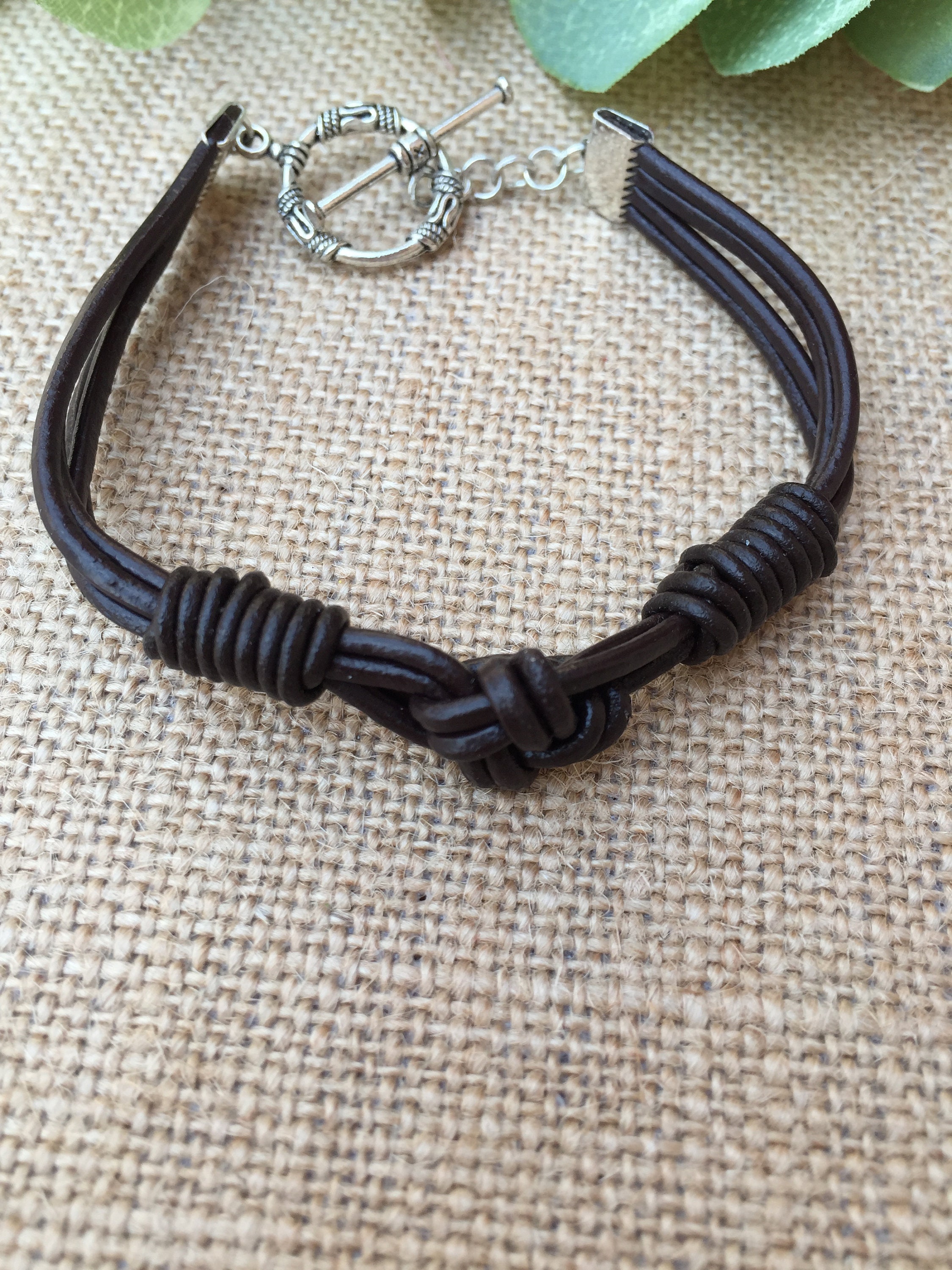 Brown Leather Bracelet,gifts for Women,box Knot,leather Knot,boho Style