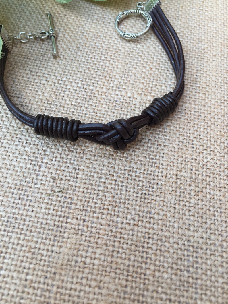 Brown Leather Bracelet,gifts for Women,box Knot,leather Knot,boho Style