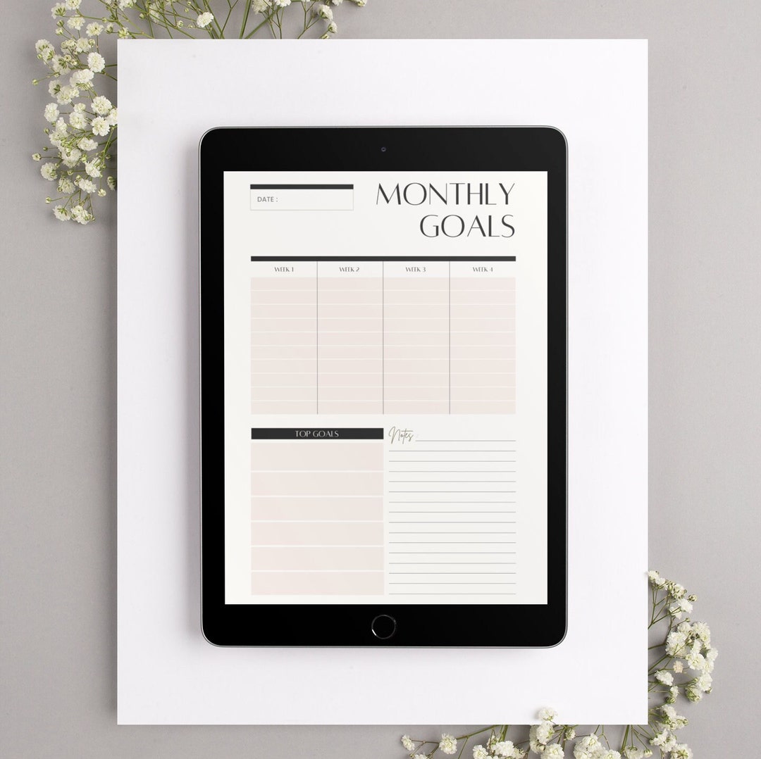 Monthly Goals | Digital Download | Printable - Etsy