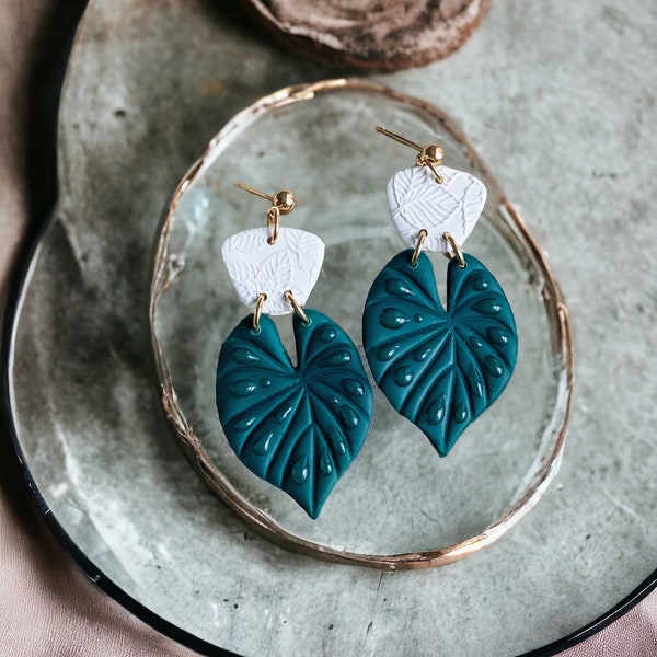 The Elsie | polymer clay earrings | clay earrings | leaf earrings| handmade earrings | 18k gold plated | lightweight.