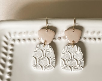 Handmade Polymer Clay Dangle Earrings: 18k Gold Plated, Lightweight