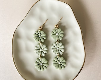 Polymer clay earrings | Clay earrings | Floral earrings | Handmade | Lightweight | Gold plated | Dangle earrings | Statement earrings