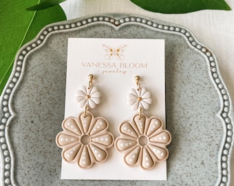 Handmade Polymer Clay Flower Earrings: Lightweight, Hypoallergenic