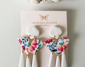Floral Polymer Clay Dangle Earrings: Lightweight Statement Jewelry