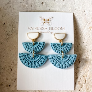 Clay earrings | polymer clay earrings |handmade earrings | dangle earrings | statement earrings | blue earrings | lightweight