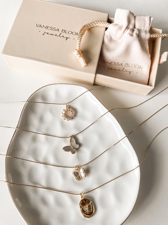 Gold Butterfly Necklace: Mother of Pearl Pendant, 18k Gold Plated