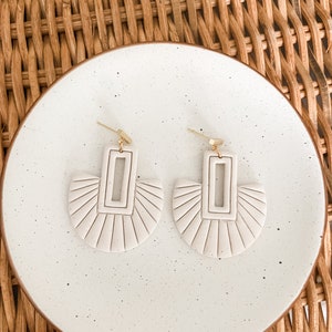 Steph earrings | Polymer clay earrings | clay earrings | handmade earrings | Lightweight | Boho earrings | neutral earrings