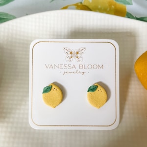 Lemon earrings | Polymer clay earrings | Clay earrings | Handmade earrings | Lightweight | Gold plated | Lemon stud earrings