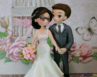 Estatuilla de novia y novio, topper de pastel de bodas novia y novio, topper de pastel de bodas humano