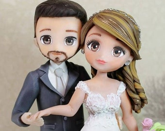 Bride and groom cake topper for wedding, custom wedding cake topper, cake topper bride and groom, personalized cake topper for Brunella.