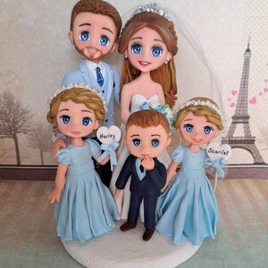 Topper per torta nuziale sposi, sposi per il matrimonio, topper per torta nuziale con bambini, topper per torta nuziale di famiglia,